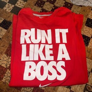 Nike Dri-FIT Red Tee with Bold White Lettering